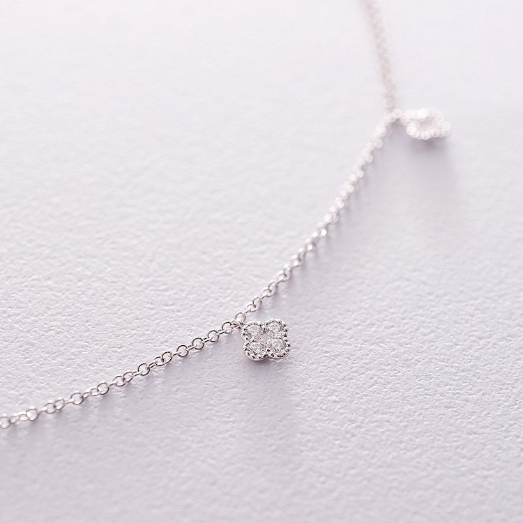 Золоте кольє "Конюшина" з діамантами колб0041lg від ювелірного магазину Онікс - 4