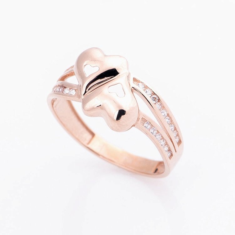 Золотое кольцо "Сердца" (фианиты) к05003 от ювелирного магазина Оникс