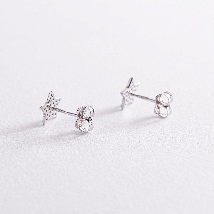 Золоті сережки - пусети "Зірочки" з фіанітами с05353 від ювелірного магазину Онікс - 3