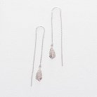 Серебряные серьги-протяжки с листочками 122375 от ювелирного магазина Оникс