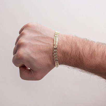 Чоловічий браслет у жовтому золоті (онікс) б05008 №2