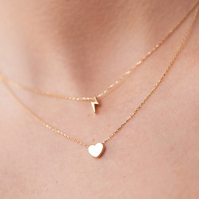 Двойное золотое колье "Молния и сердечко" кол02311 №7