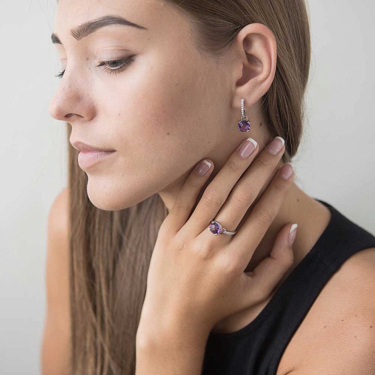 Золота каблучка з аметистом і фіанітами 14032140 від ювелірного магазину Онікс - 4