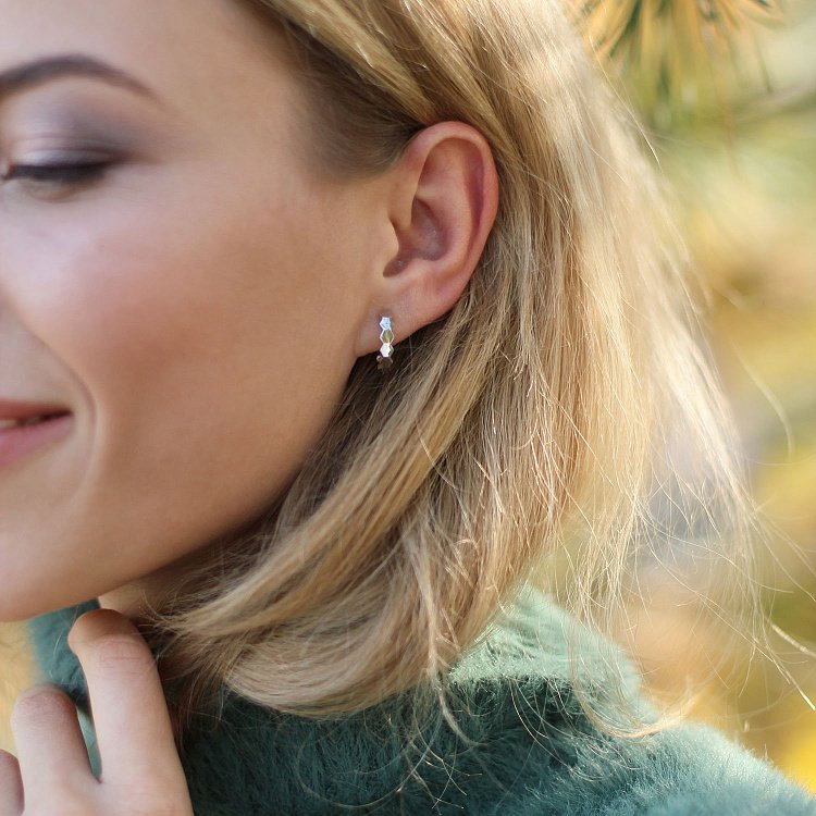 Серьги из белого золота на английской застежке с06387 от ювелирного магазина Оникс - 8