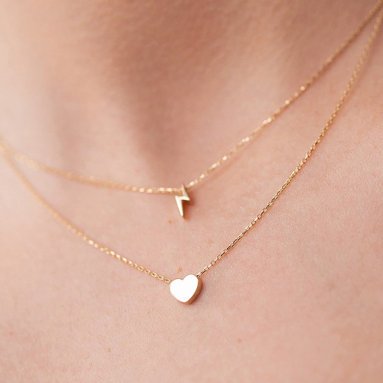 Двойное золотое колье "Молния и сердечко" кол02311 от ювелирного магазина Оникс - 6