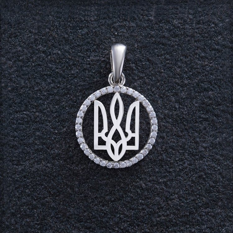 Срібний кулон "Герб України - Тризуб" з фіанітами 1059 від ювелірного магазину Онікс - 4