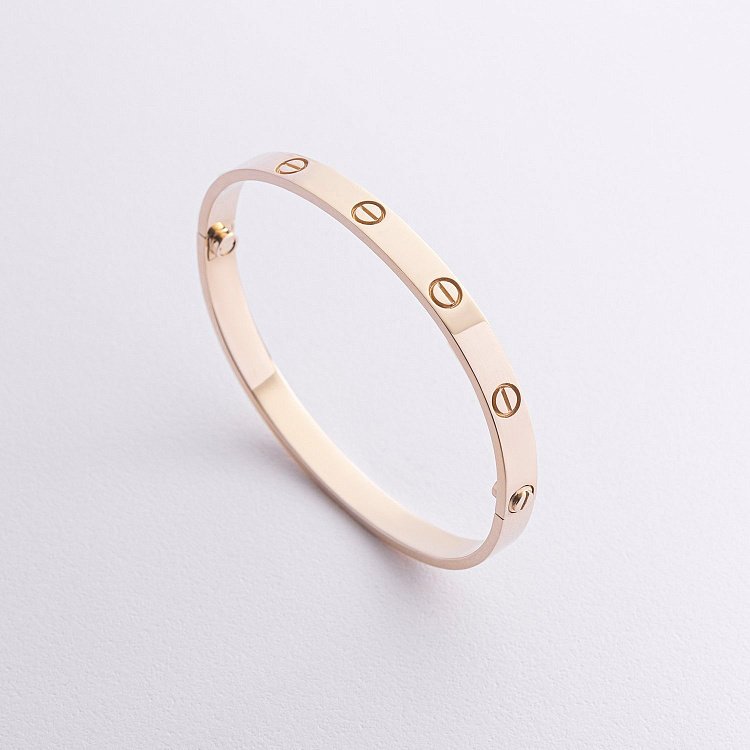 Жесткий браслет "Love" в желтом золоте б05445 от ювелирного магазина Оникс