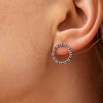 Срібні сережки - пусети з фіанітами 064590 №4