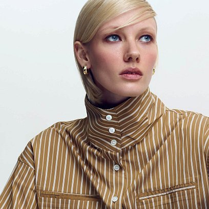 Сережки - кільця "Luisa" у жовтому золоті с09158 №2