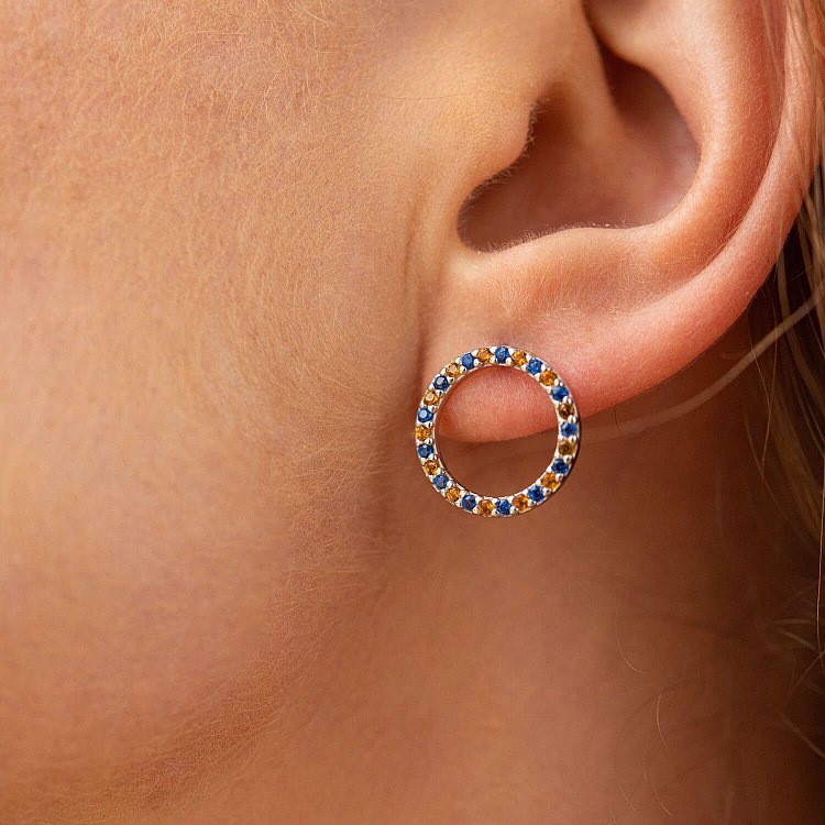 Срібні сережки - пусети з фіанітами 064590 від ювелірного магазину Онікс - 4