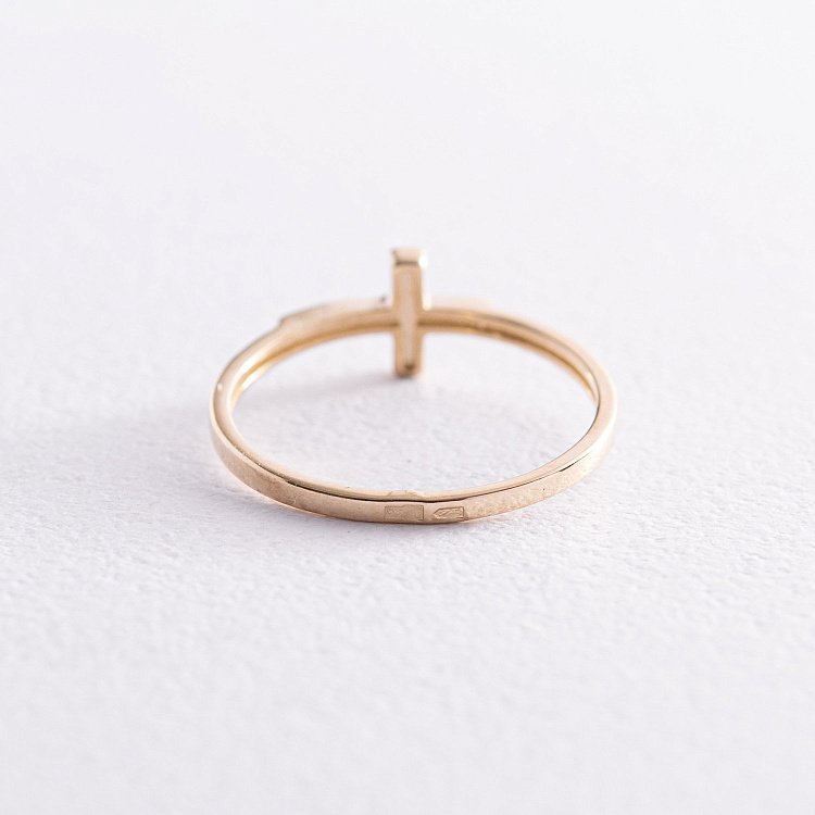 Каблучка "Хрестик" у жовтому золоті к07204 від ювелірного магазину Онікс - 7