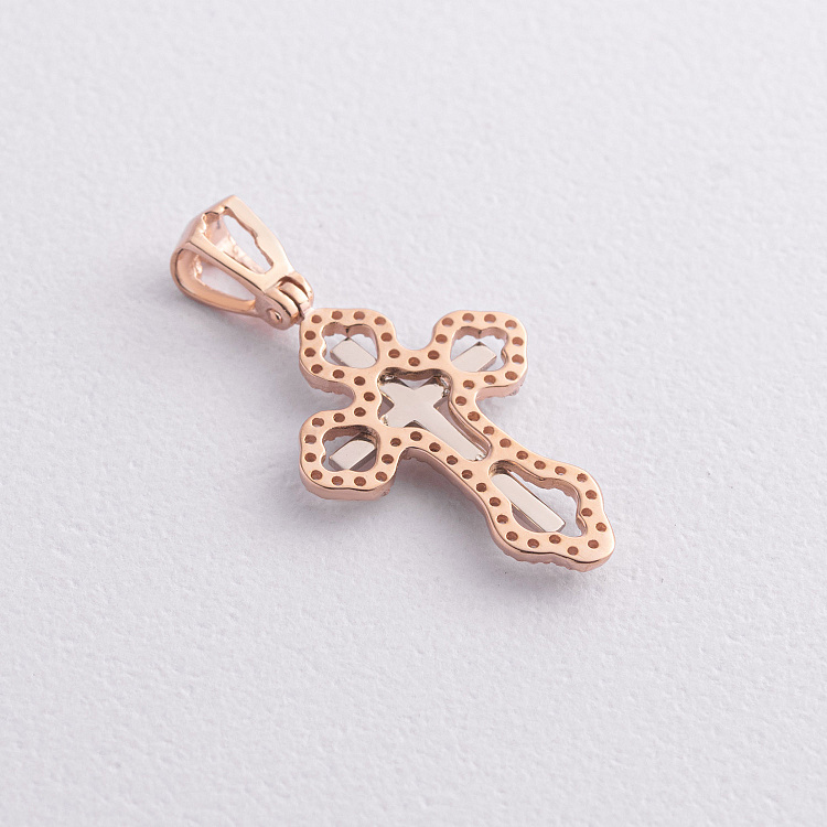 Золотой крестик "Распятие" с фианитами 2092600 от ювелирного магазина Оникс - 1