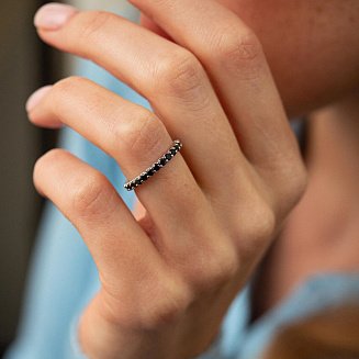 Серебряное кольцо с черными фианитами 1261 №2