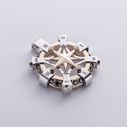 Золотий кулон "Роза Вітрів" з діамантами 139541121