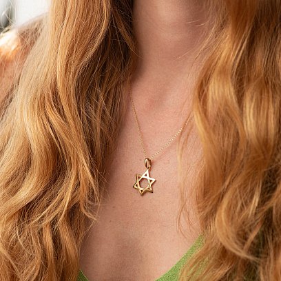 Кулон "Звезда Давида" в желтом золоте п03828 №4