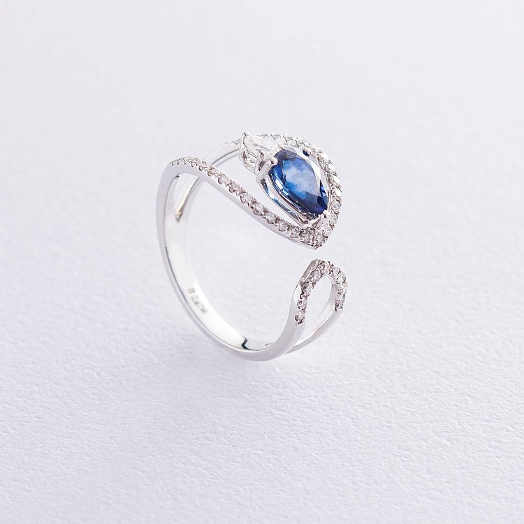 Золотое кольцо (бриллиант, сапфир) R3974Sda от ювелирного магазина Оникс - 2