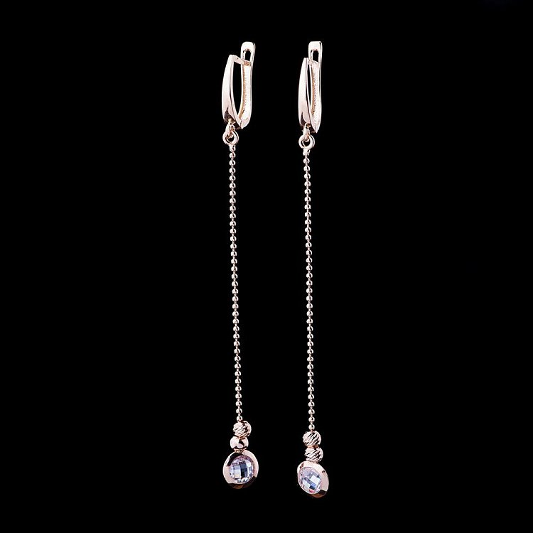 Золотые серьги с фианитами с04568 от ювелирного магазина Оникс - 1