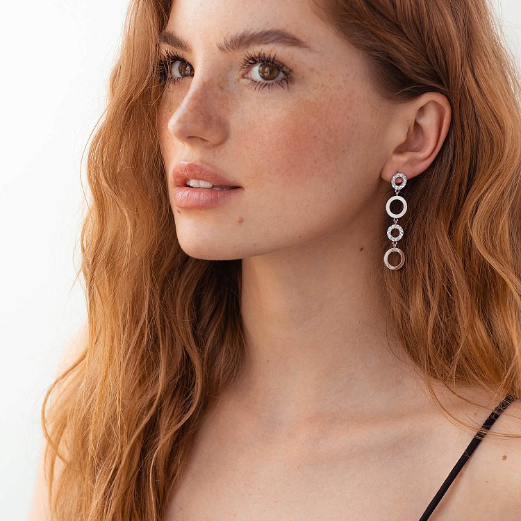 Золоті сережки - пусети "Кругообіг" з діамантами 36871121 від ювелірного магазину Онікс - 4