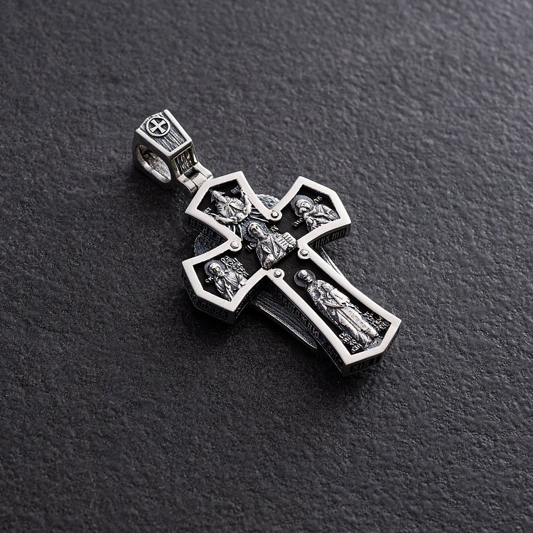 Мужской православный крест "Архангел Михаил" из эбенового дерева и серебра 1445 от ювелирного магазина Оникс - 4