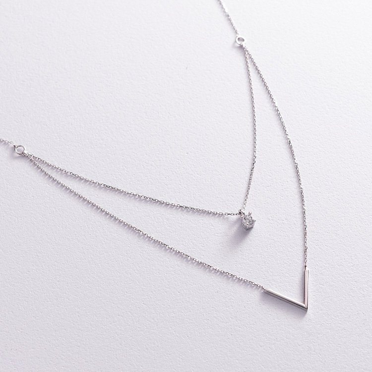 Золотое колье "Особенное" с фианитом кол02051 от ювелирного магазина Оникс