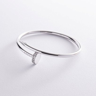 Жесткий браслет "Гвоздь" с бриллиантами (белое золото) 522061121 №7