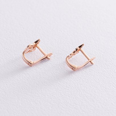 Дитячі золоті сережки "Кошенята" (зелені фіаніти) с07548 №3