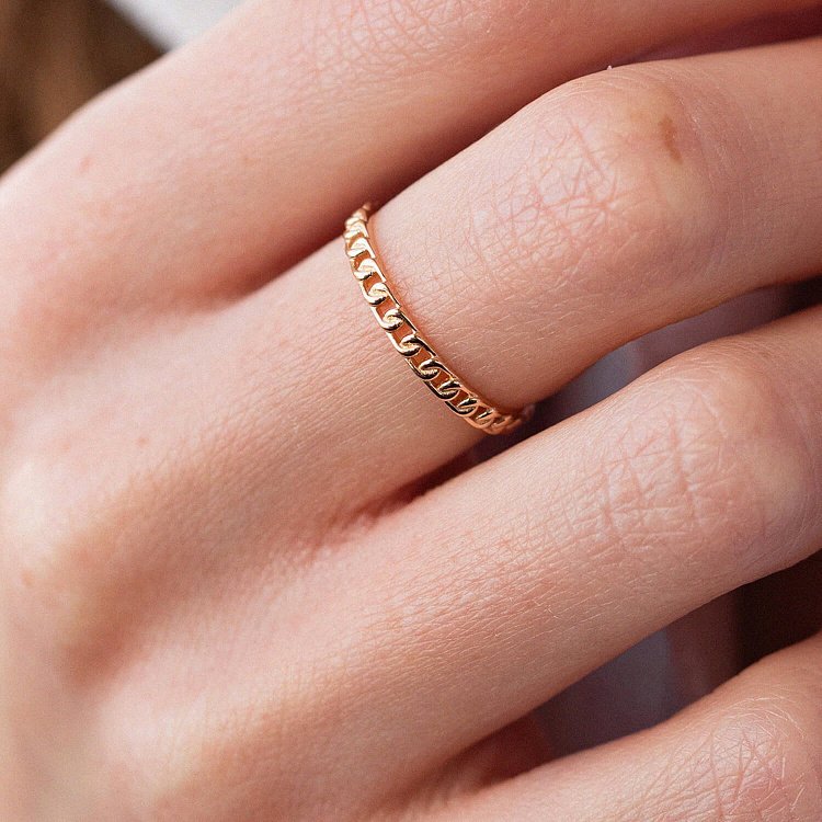 Кольцо "Цепочка" в красном золоте к07156 от ювелирного магазина Оникс - 3