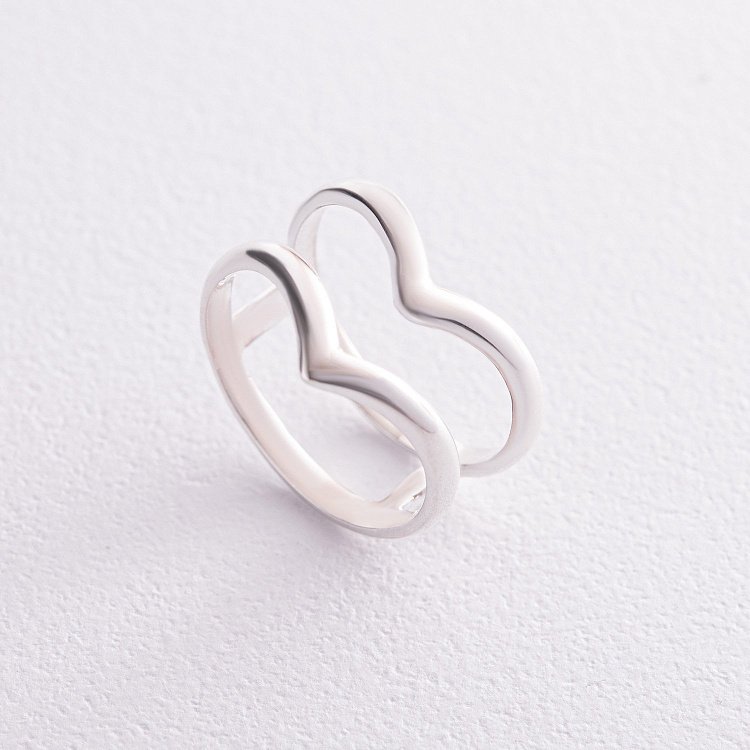 Двойное серебряное кольцо 112656 от ювелирного магазина Оникс - 1