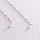 Серебряные серьги - протяжки в стиле минимализм 123105 от ювелирного магазина Оникс - 6