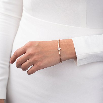 Кульковий браслет "Конюшина" в червоному золоті б04434 №3