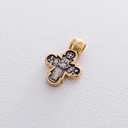 Срібний дитячий хрестик з позолотою 131797 №5