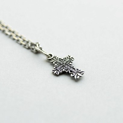 Серебряный крестик (чернение) "Спаси и сохрани" 131349 №3