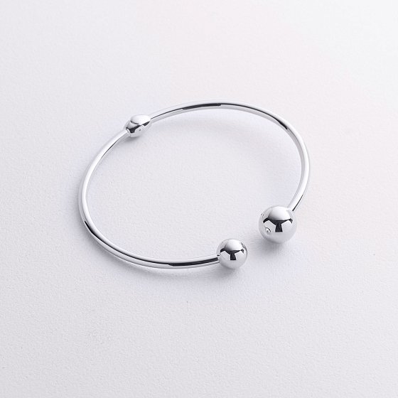 Жесткий браслет "Шарики" в белом золоте б05509 №3