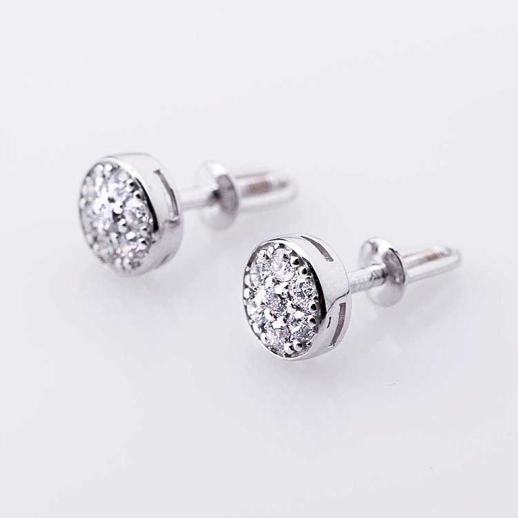 Золоті сережки-пусети з діамантами е0291б від ювелірного магазину Онікс - 3