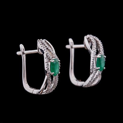 Золоті сережки з смарагдами і діамантами кзс355 №3