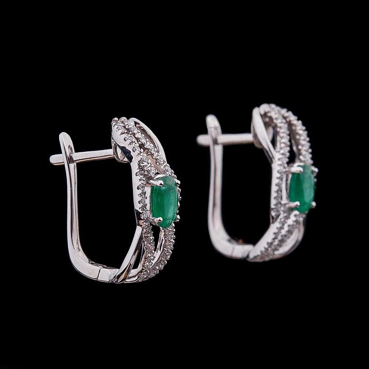 Золоті сережки з смарагдами і діамантами кзс355 від ювелірного магазину Онікс - 2