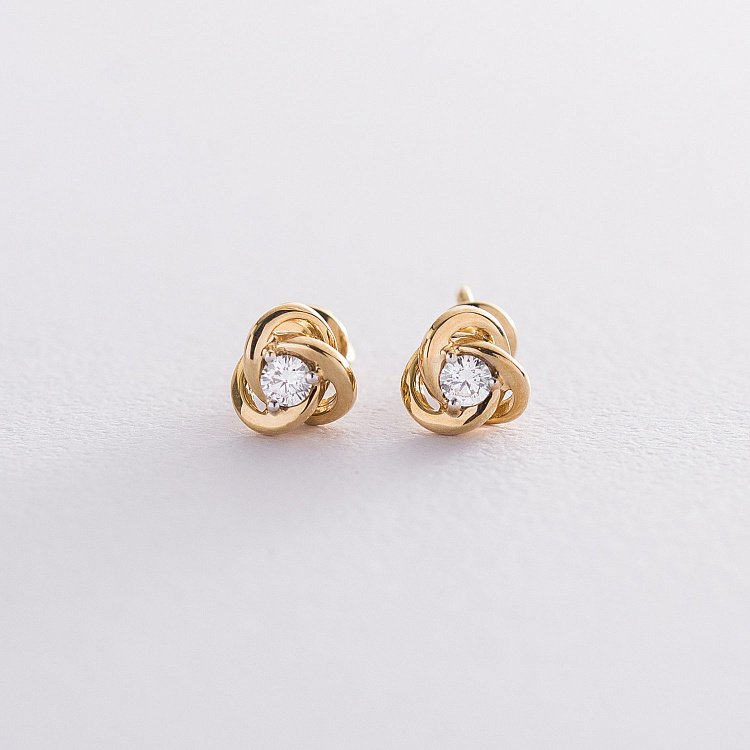 Сережки - пусети з діамантами в жовтому золоті сбд2-002 від ювелірного магазину Онікс