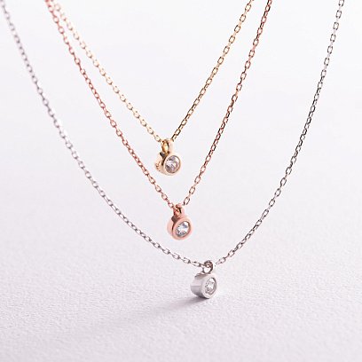 Потрійне золоте кольє з фіанітами кол02310