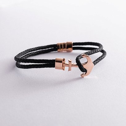 Каучуковый браслет "Якорь" с золотой вставкой б02765 №3