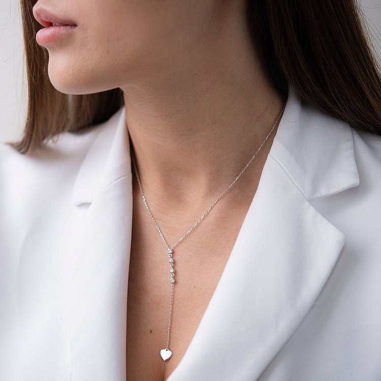 Кольє з білого золота з фіанітами кол01515 від ювелірного магазину Онікс - 12