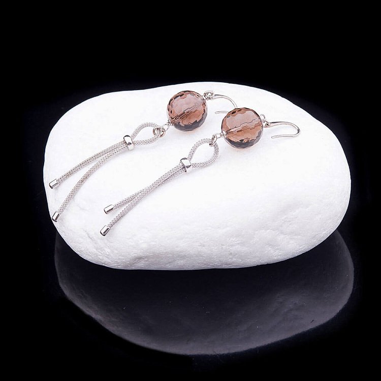 Серьги с дымчатым кварцом 163с22*5е от ювелирного магазина Оникс - 1