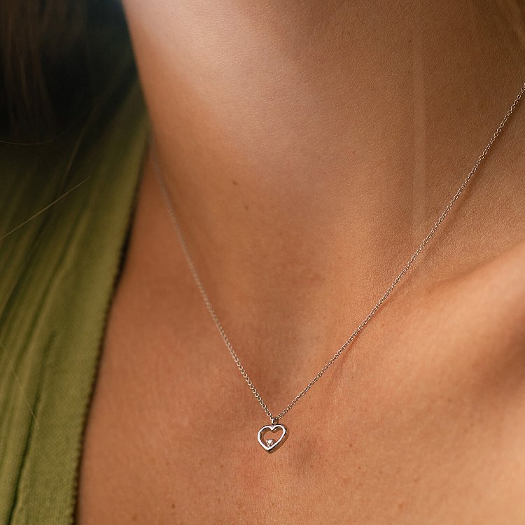 Золотое колье "Сердечко" с бриллиантом колб0110y от ювелирного магазина Оникс - 5