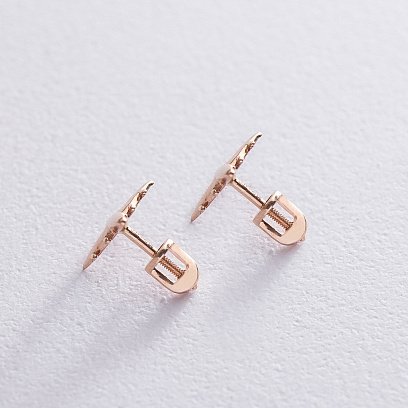 Золотые серьги-пусеты "Самолетик" с06676 №7