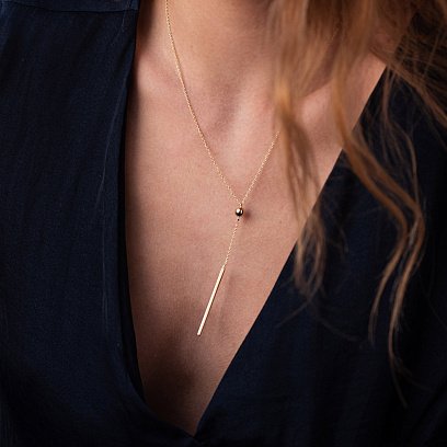 Колье "Хлоя" с шариком в желтом золоте кол01925 №3