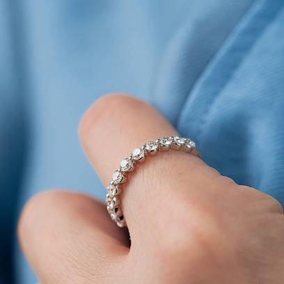 Золота каблучка з доріжкою діамантів кб0686ri №5