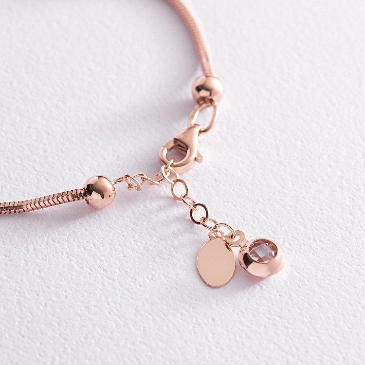 Браслет "Шарики" в красном золоте (фианиты) б05072 от ювелирного магазина Оникс - 6