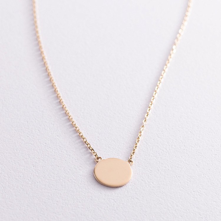 Кольє "Монетка" в жовтому золоті (можливе гравіювання) кол02041 від ювелірного магазину Онікс - 3