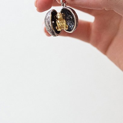 Серебряная подвеска "Мартышка в орешке" ручной работы 133112 №2