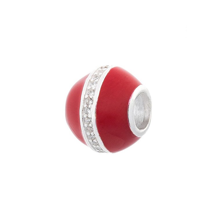 Срібний шарм з емаллю і фіанітами 132574 від ювелірного магазину Онікс - 1