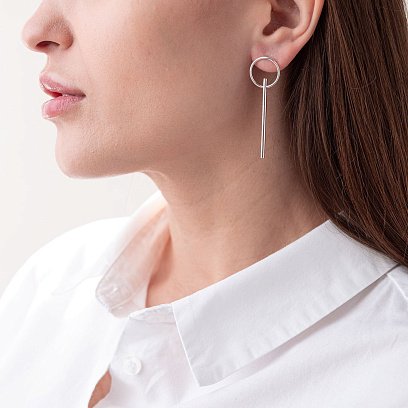 Срібні сережки - пусети "Геометрія" 122995 №9